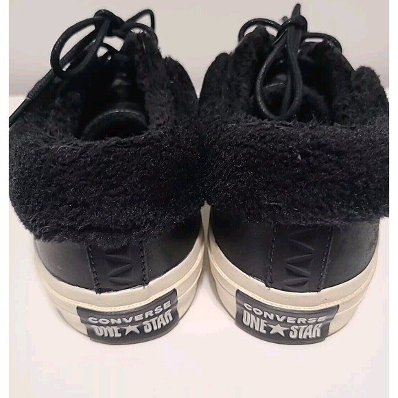Converse Unisex Sneakers One Star Black Leather Fur Fleece Ox Jack Purcell M7 W9 - Picture 4 of 6